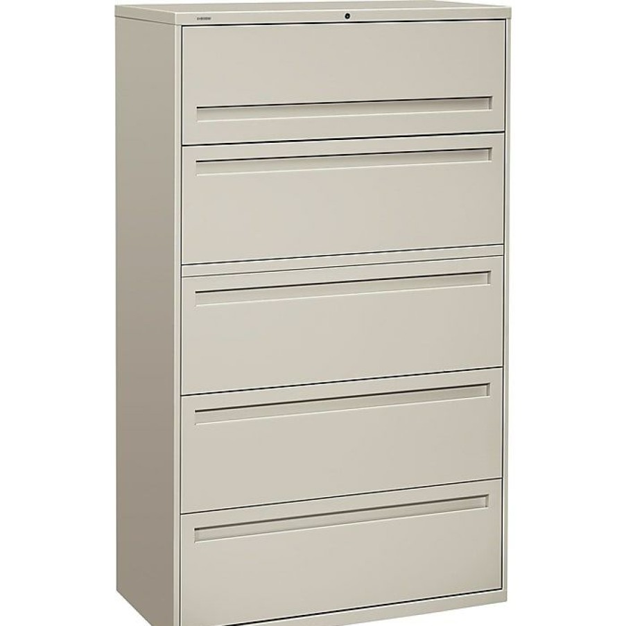 * Hon Brigade 700 Series Lateral File, 5-Drawer, 64Hx42Wx19-1/4 D, Light Grey