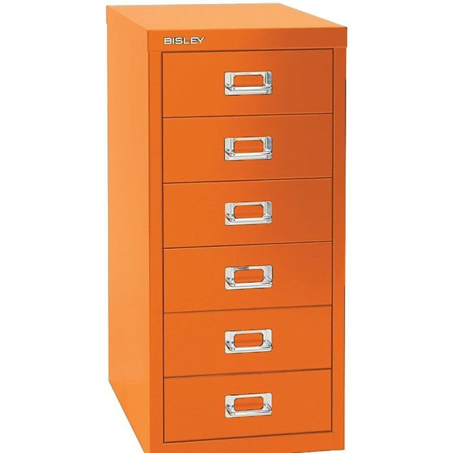 * Bindertek Bisley Six Drawer Steel Multidrawer, Orange, Letter/A4 (Md6-Or)