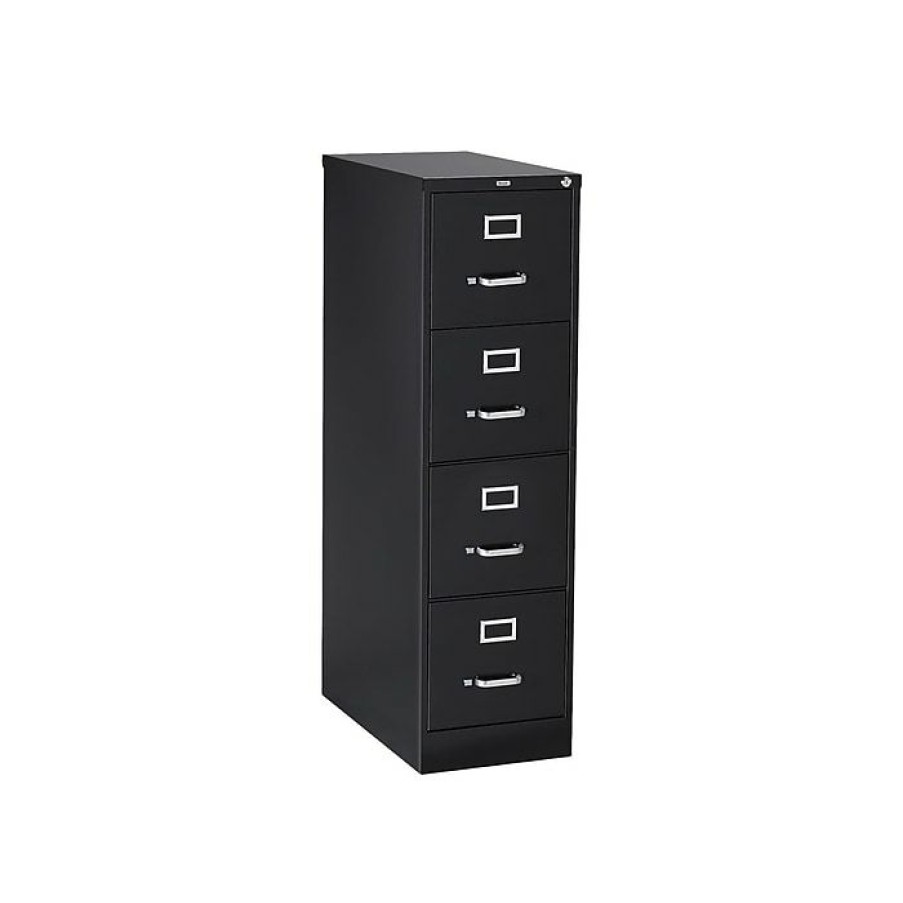 * Staples 4 File Drawers Vertical File Cabinet, Locking, Black, Letter, 26.5 D (13444D)