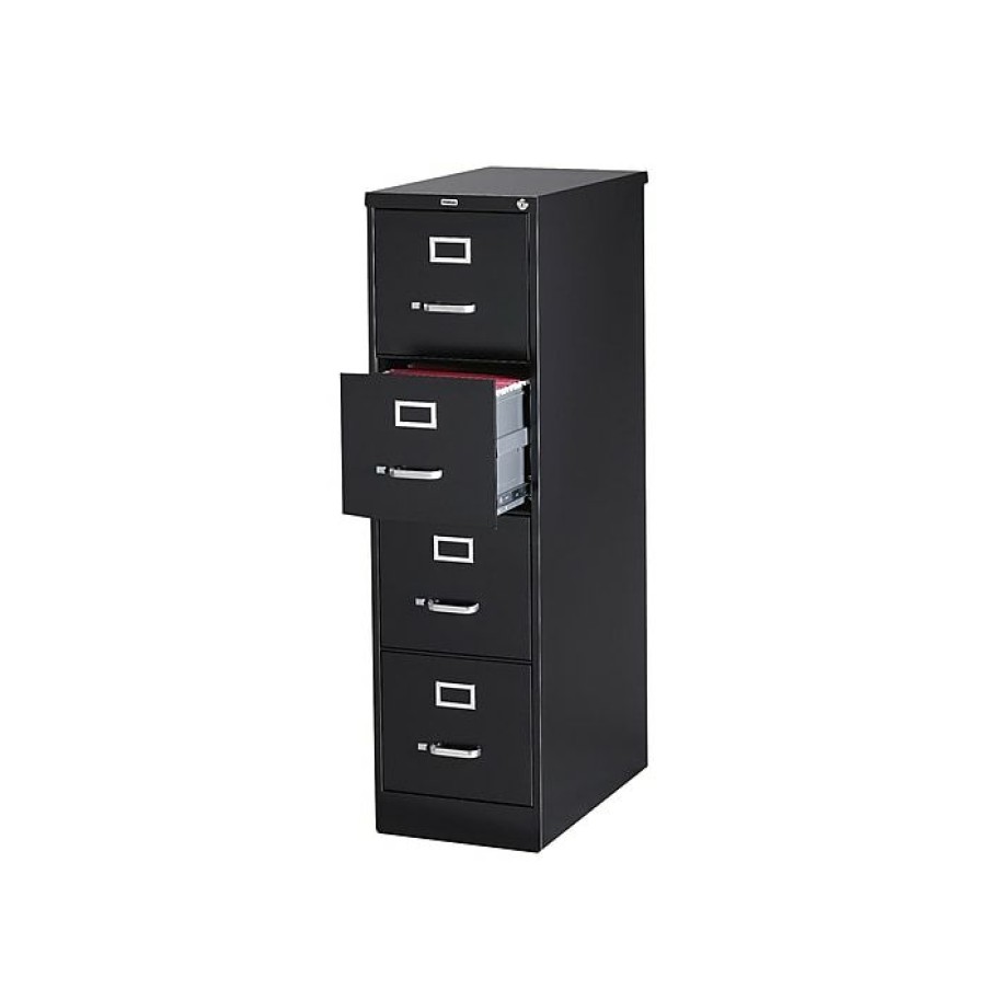 * Staples 4 File Drawers Vertical File Cabinet, Locking, Black, Letter, 26.5 D (13444D)