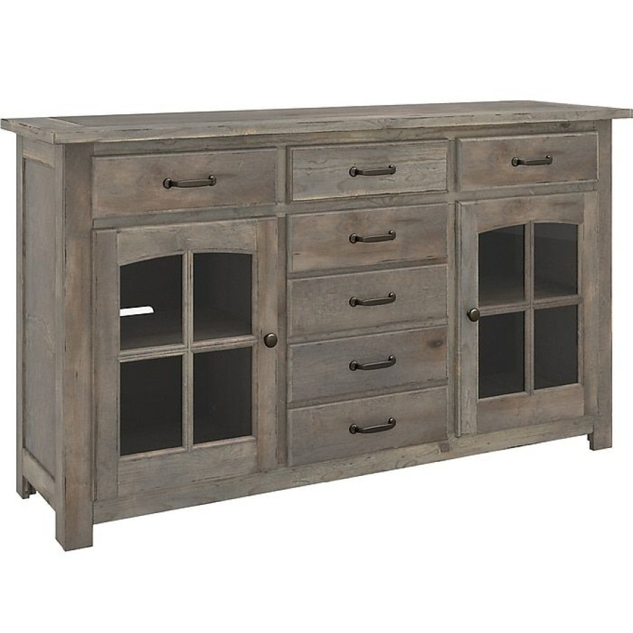 * Bush Furniture Leonis 3-Drawer Buffet Cabinet, Letter/Legal, Lakewood Gray, 62 (Lnt162Lgsu)