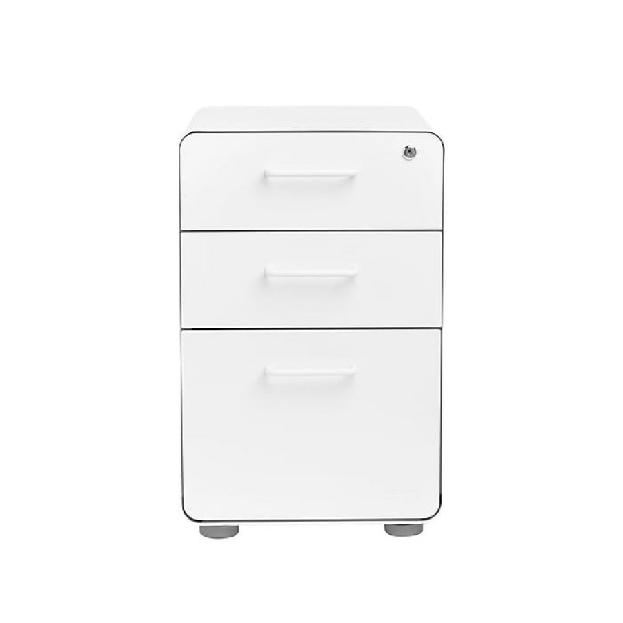 * Poppin Stow 3-Drawer Vertical File Cabinet, Mobile/Pedestal, White, Letter/Legal, 20 D (100425)