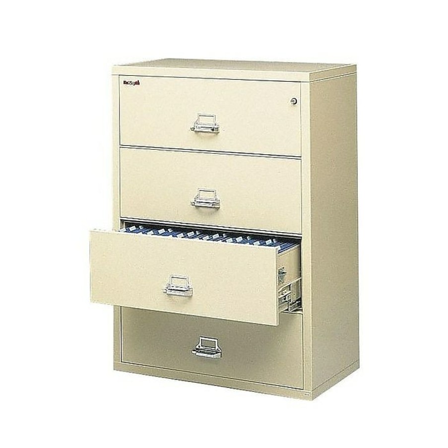 * Fireking Classic 4-Drawer Lateral File Cabinet, Locking, Beige, Letter/Legal, 31.19 W (4-3122-Cpa)