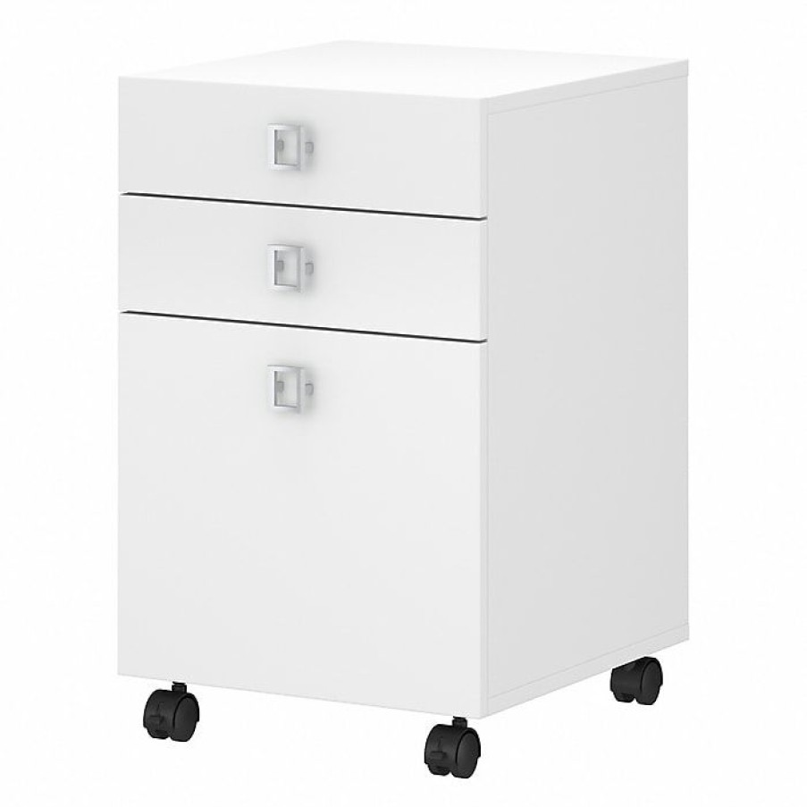 * Office By Kathy Ireland Echo 3 Drawer Mobile File Cabinet, Pure White/Pure White (Ki60101-03)