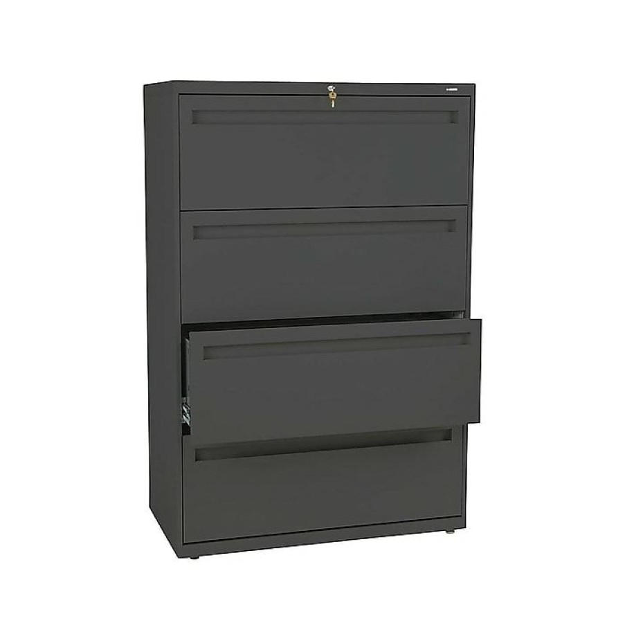 * Hon Brigade 700 Series 4-Drawer Lateral File Cabinet, Locking, Charcoal, Letter/Legal, 36 W (H784.L.S)