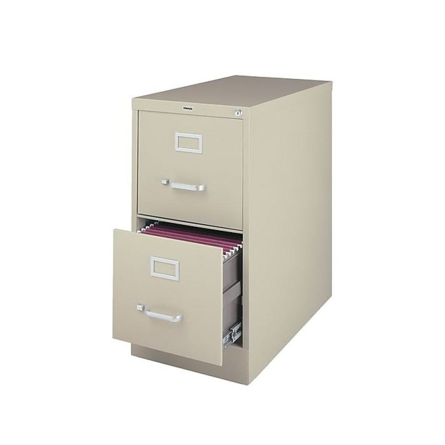 * Staples 2-Drawer Vertical File Cabinet, Locking, Letter, Putty/Beige, 25 D (25155D)