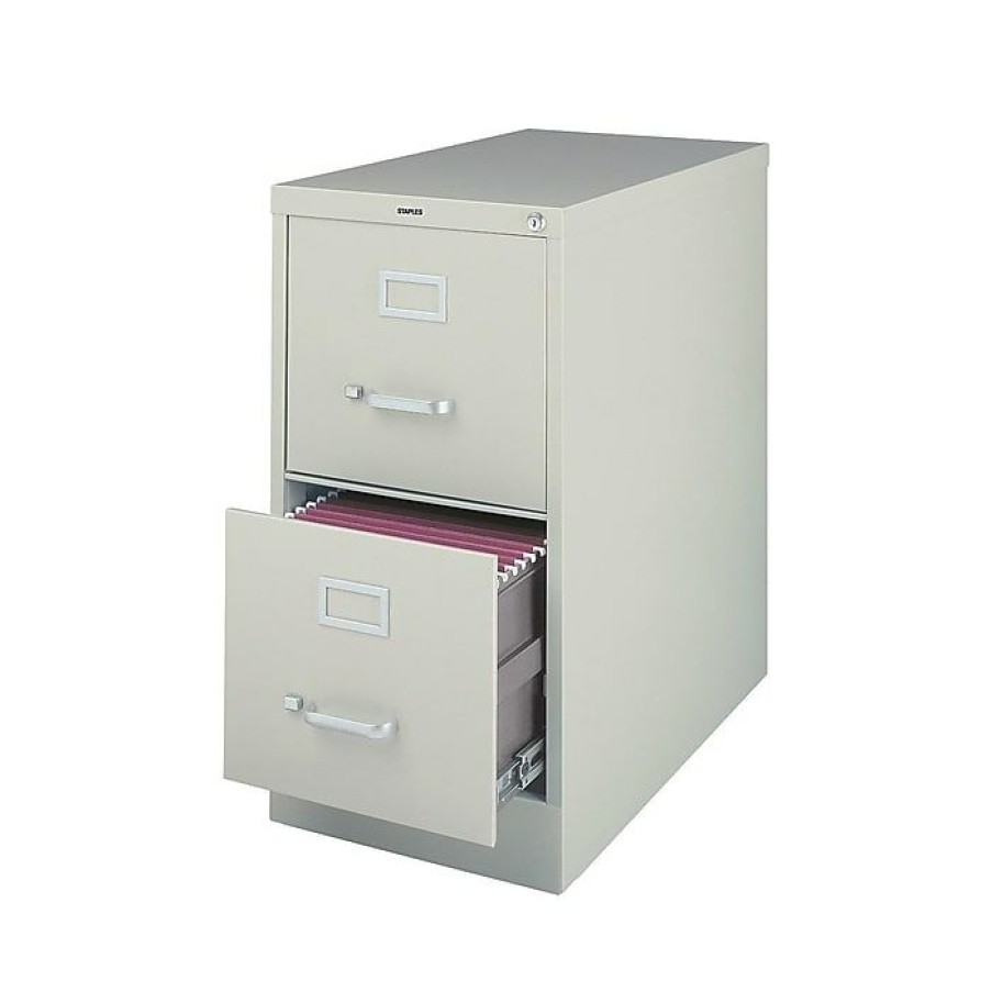 * Staples 2-Drawer Vertical File Cabinet, Locking, Letter, Putty/Beige, 25 D (25155D)