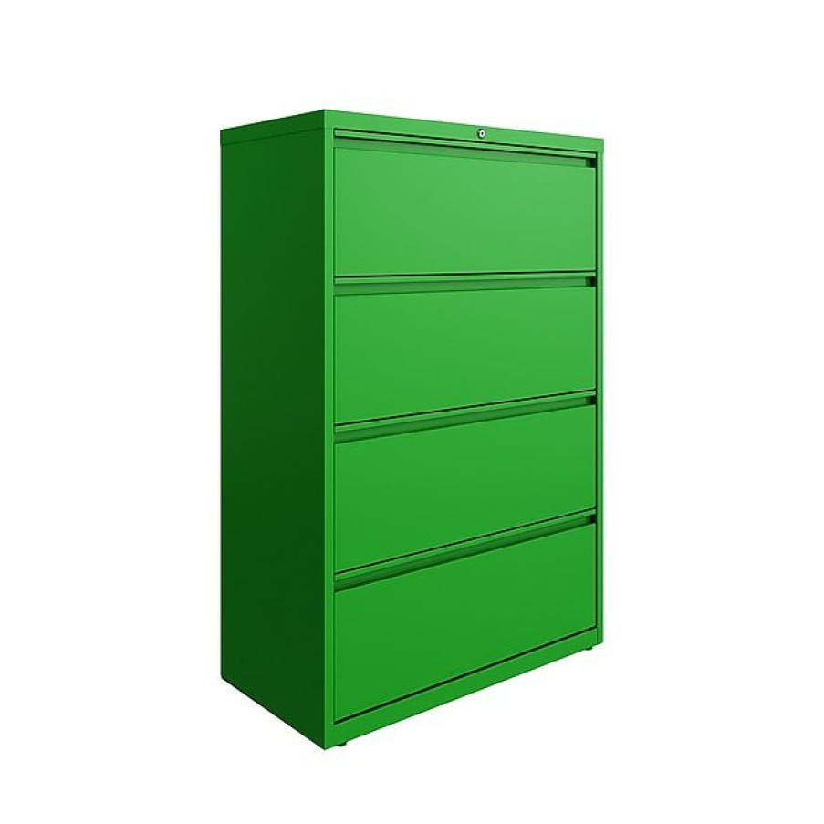 * Hirsh Hl10000 Series 4-Drawer Lateral File Cabinet, Locking, Letter/Legal, Screaming Green, 36 (24256)