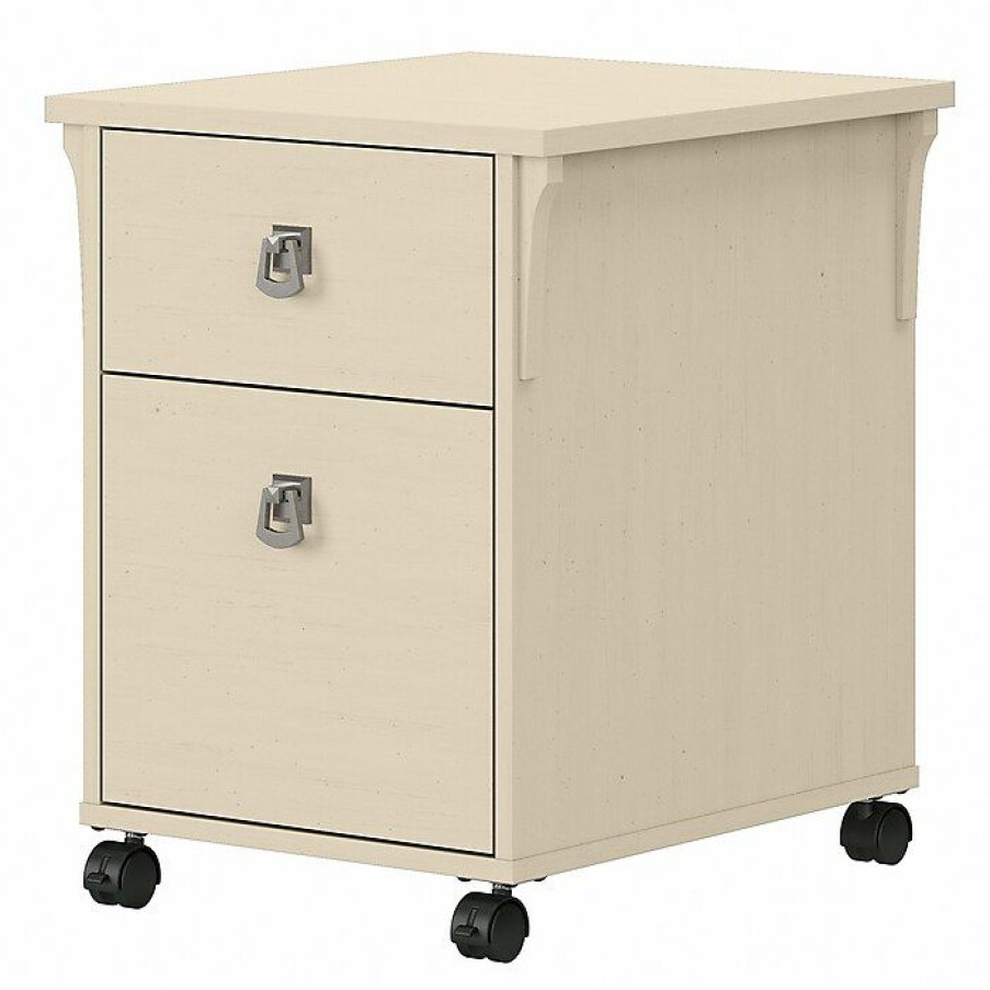 * Bush Furniture Salinas 2-Drawer Vertical File Cabinet, Mobile, Letter/Legal, Antique White, 20 (Saf118Aw-03)