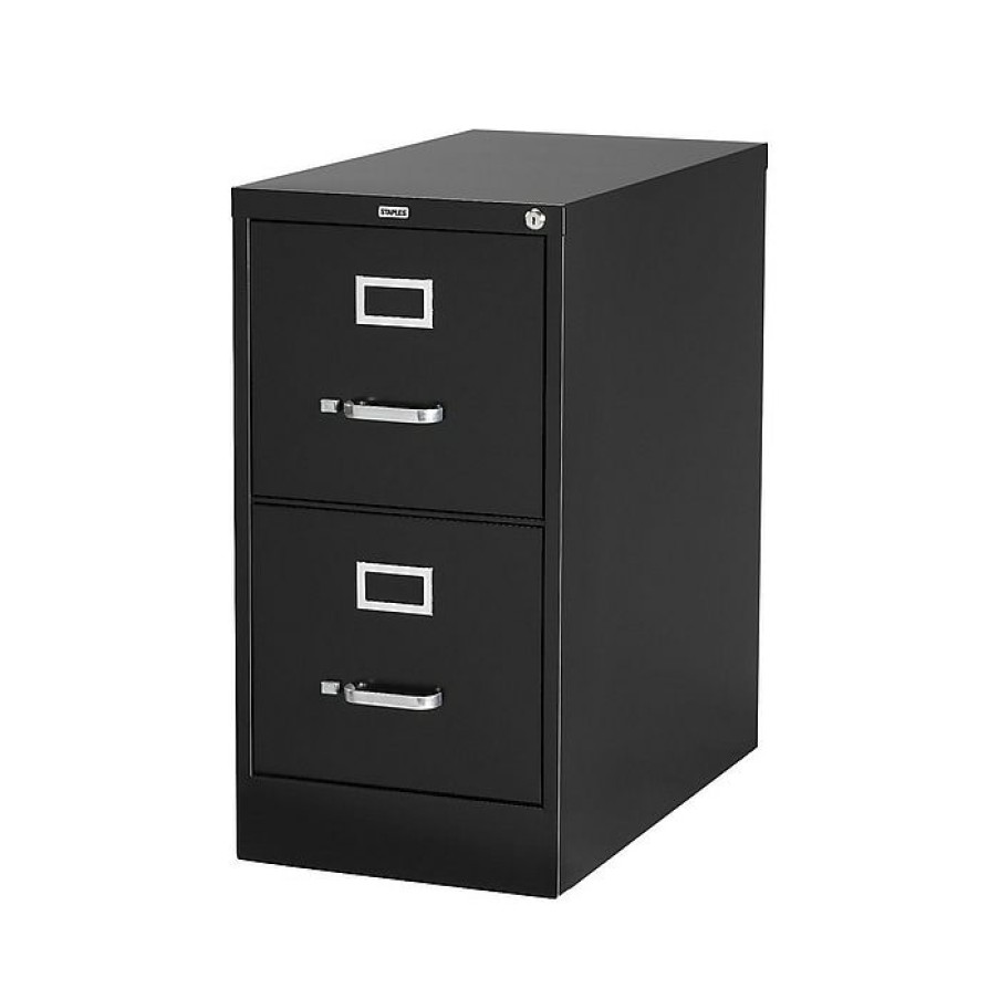 * Staples 2-Drawer Vertical File Cabinet, Locking, Letter, Black, 25 D (25157D)