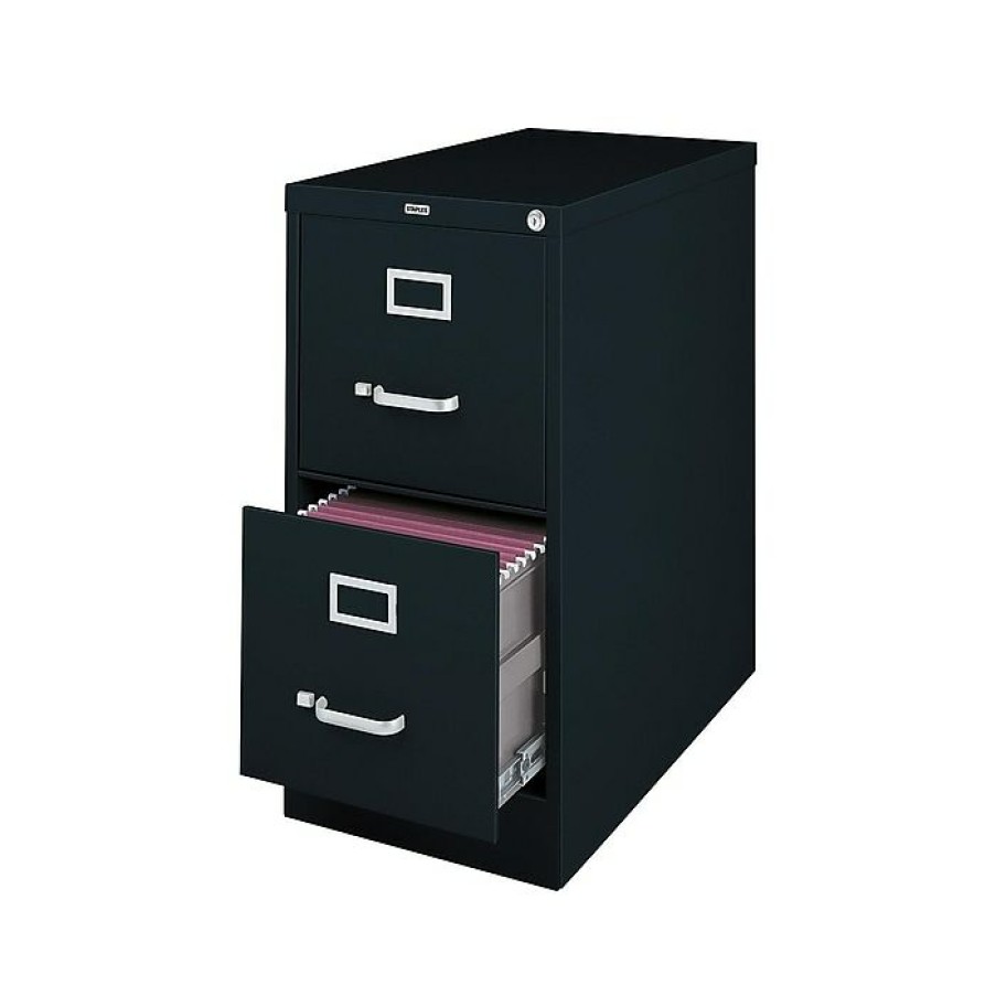 * Staples 2-Drawer Vertical File Cabinet, Locking, Letter, Black, 25 D (25157D)