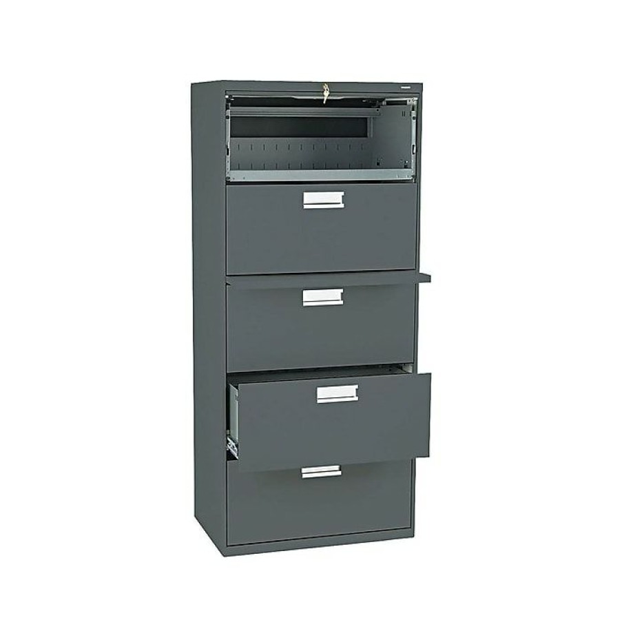 * Hon Brigade 600 Series 5-Drawer Lateral File Cabinet, Locking, Letter/Legal, Charcoal, 30 W (H675.L.S)