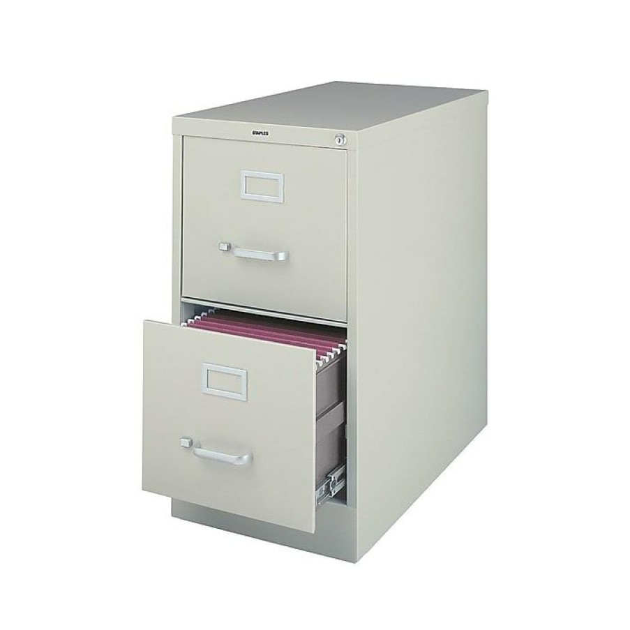 * Staples 2-Drawer Vertical File Cabinet, Locking, Letter, Gray, 25 D (25156D-Cc)