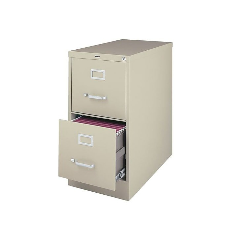 * Staples 2-Drawer Vertical File Cabinet, Locking, Letter, Gray, 25 D (25156D-Cc)