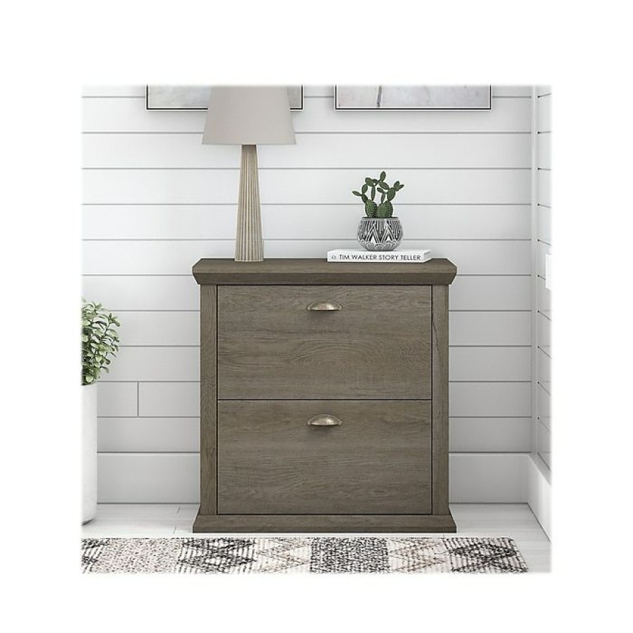 * Bush Furniture Yorktown 2-Drawer Lateral File Cabinet, Not Assembled, Letter/Legal, Restored Gray, 30.98 (Wc40680-03)