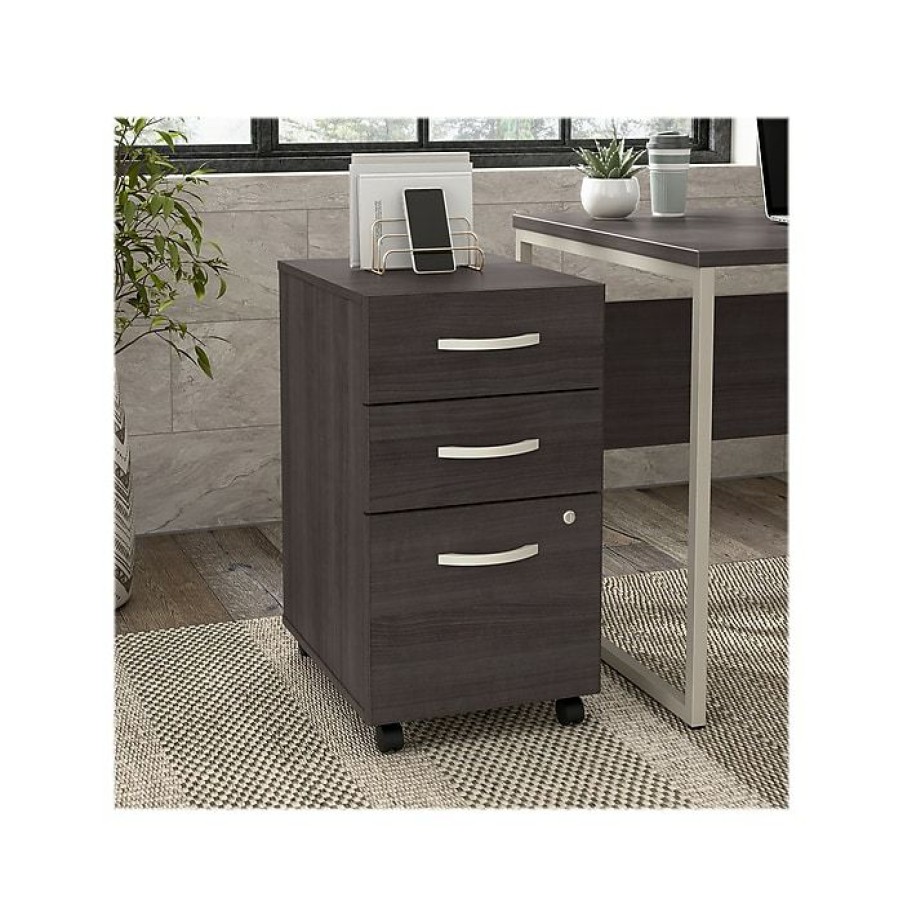 * Bush Business Furniture Hybrid 3-Drawer Mobile File Cabinet, Letter/Legal, Storm Gray, 20 (Hyf216Sgsu-Z)