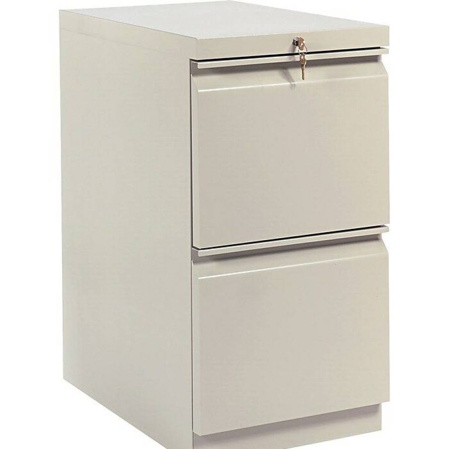 * Hon Brigade Mobile Pedestal, 2 File Drawers, Radius Pull, 15 W, Putty Finish,