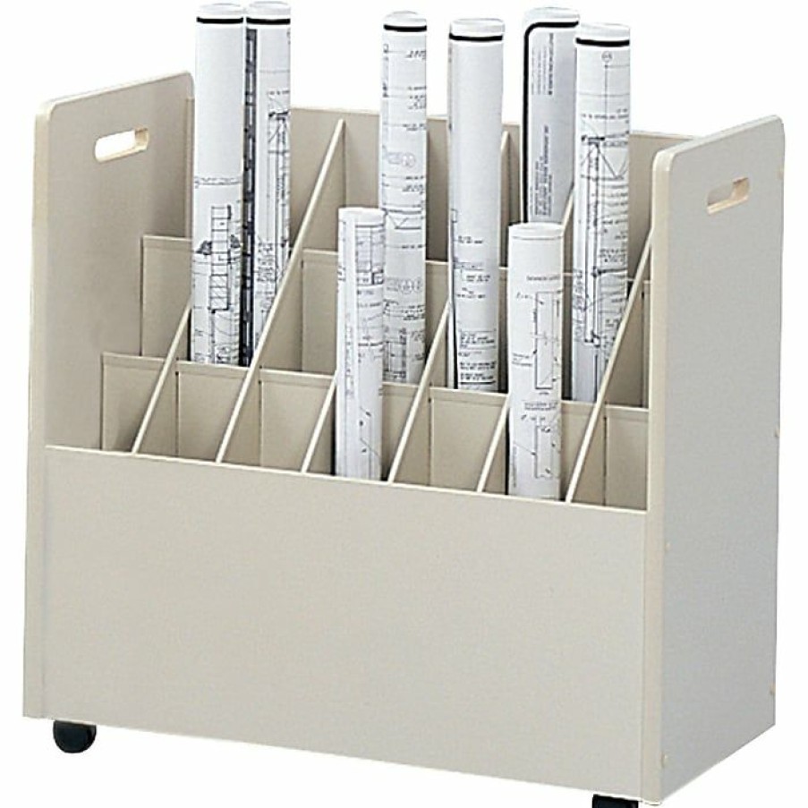 * Safco 3043 Mobile Roll File Wood Mobile Roll File, 21 Compartment