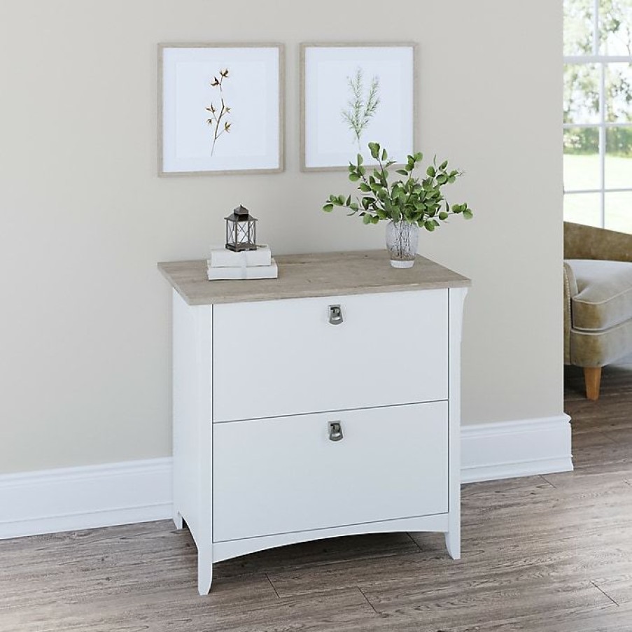 * Bush Furniture Salinas 2-Drawer Lateral File Cabinet, Letter/Legal, Shiplap Gray/Pure White, 31.73 (Saf132G2W-03)