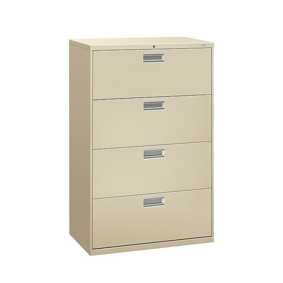 * Hon Brigade 600 Series 4-Drawer Lateral File Cabinet, Locking, Letter/Legal, Putty/Beige, 36 W (Hon684Ll)