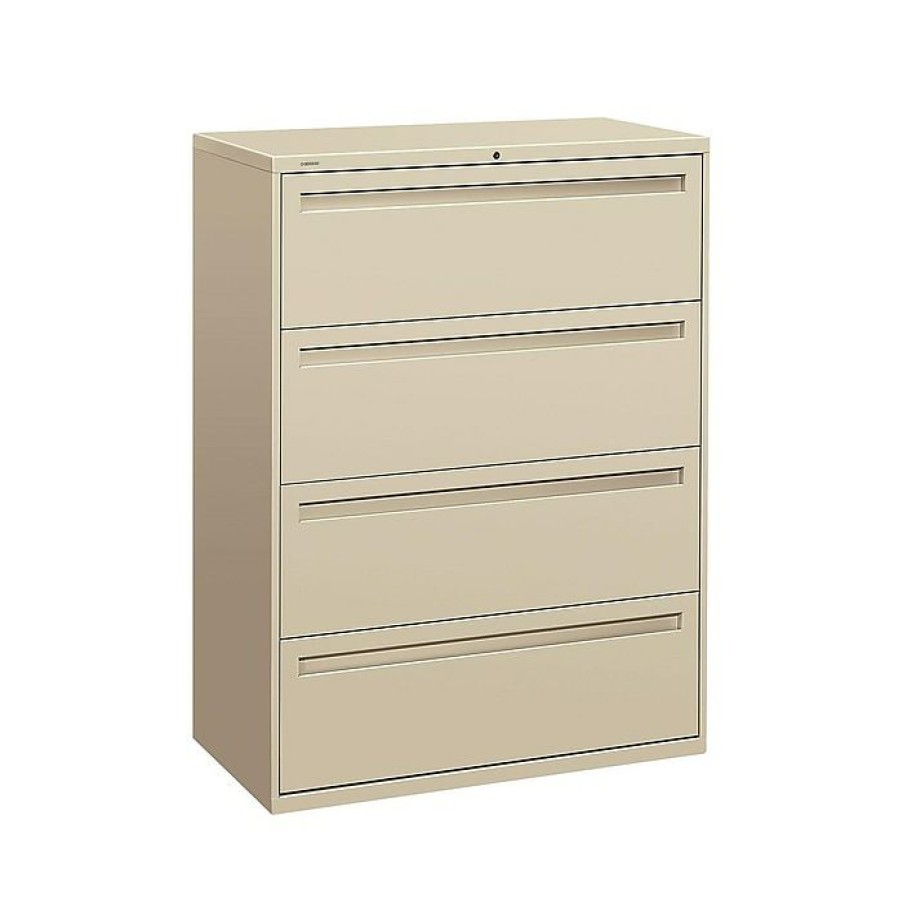 * Hon Brigade 700 Series 4-Drawer Lateral File Cabinet, Locking, Letter/Legal, Putty, 42 W (H794.L.L)