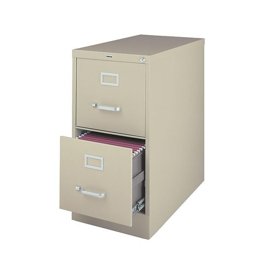 * Staples 2-Drawer Vertical File Cabinet, Locking, Letter, Black, 26.5 D (28882D)