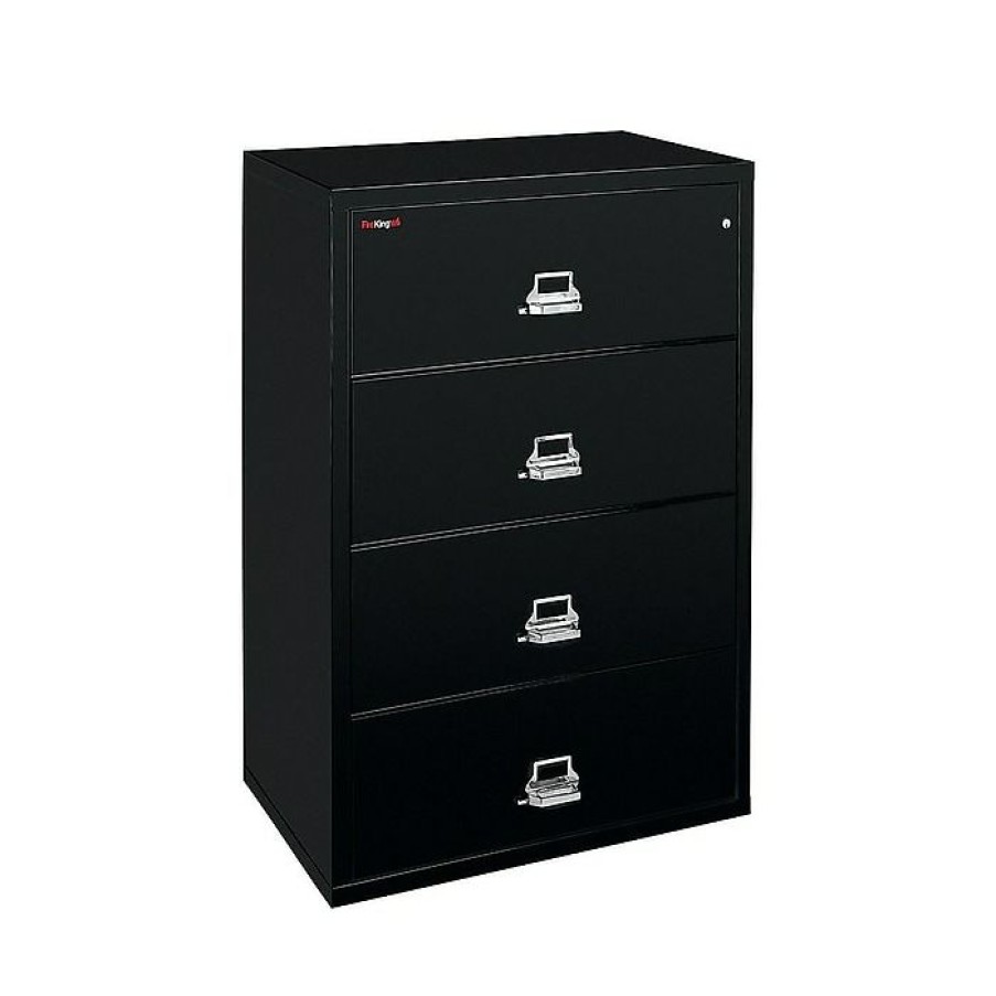 * Fireking Classic 4-Drawer Lateral File Cabinet, Fire Resistant, Letter/Legal, Black, 37.5 W Dock (4-3822-Cbl)