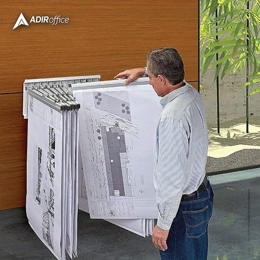 * Adiroffice Pivot Wall Rack For Blueprints, White (617-Whi)