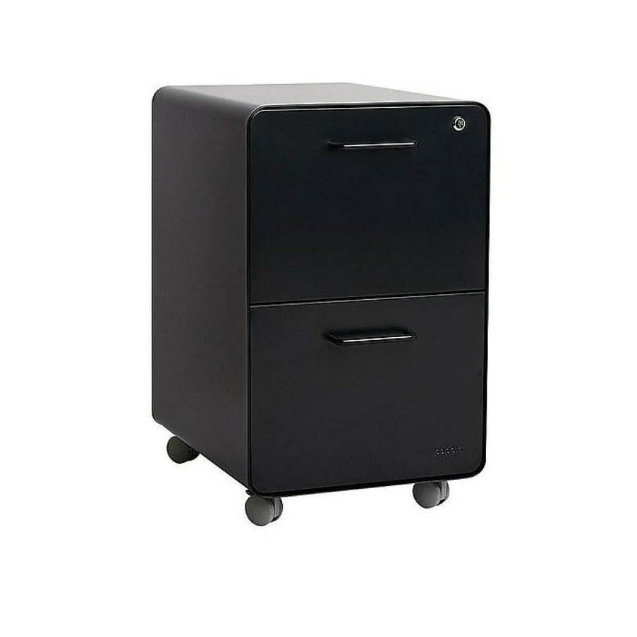 * Poppin Stow 2-Drawer Vertical File Cabinet, Mobile/Pedestal, Black, Letter/Legal, 20 D (103107)