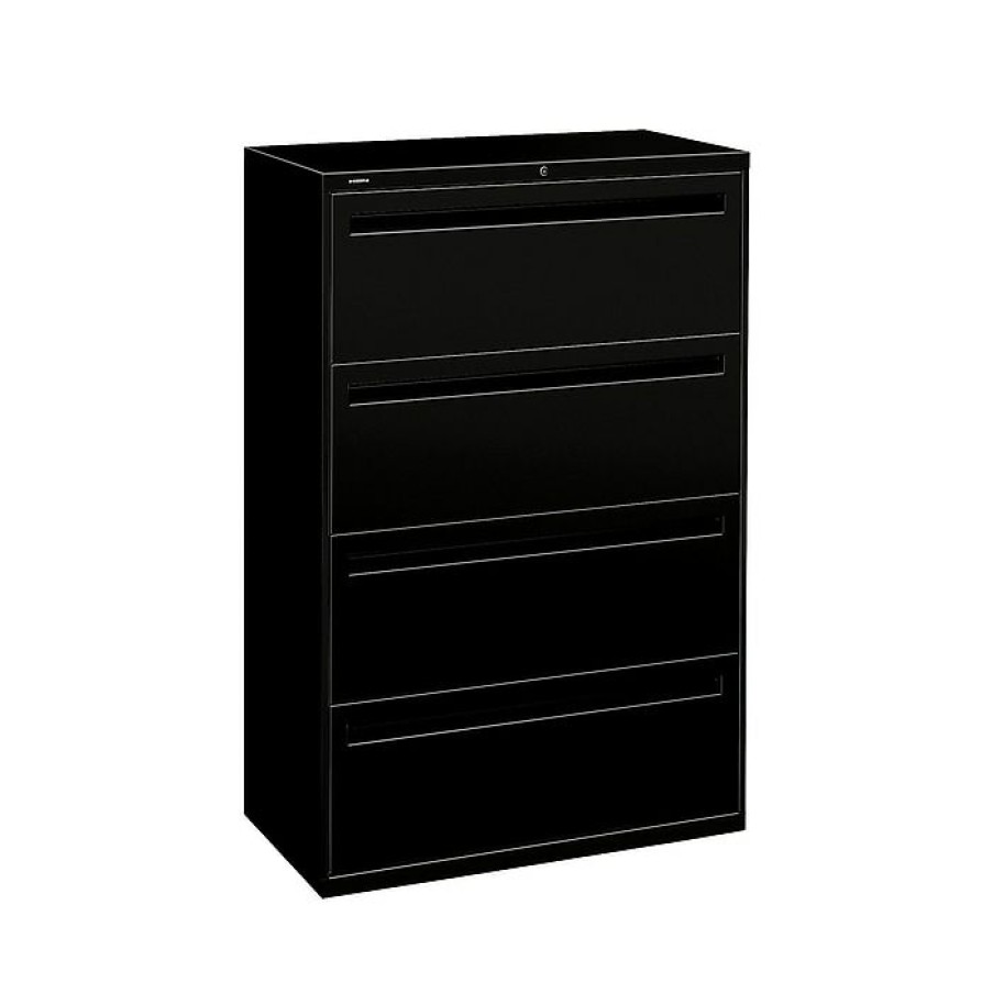 * Hon Brigade 700 Series 4-Drawer Lateral File Cabinet, Locking, Black, Letter/Legal, 36 W (H784.L.P)