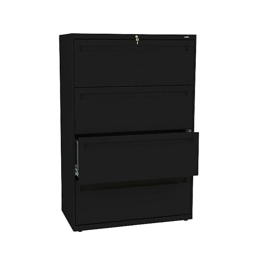 * Hon Brigade 700 Series 4-Drawer Lateral File Cabinet, Locking, Black, Letter/Legal, 36 W (H784.L.P)