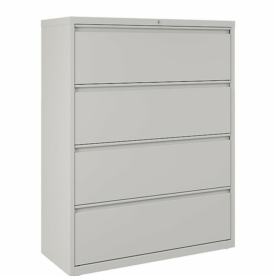 * Staples 4-Drawer Lateral File Cabinet, Locking, Letter/Legal, Gray, 42 W (20301D)