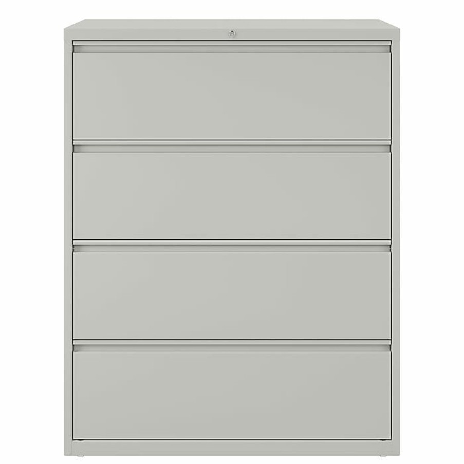 * Staples 4-Drawer Lateral File Cabinet, Locking, Letter/Legal, Gray, 42 W (20301D)