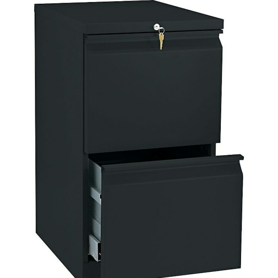 * Hon Brigade Series Vertical Mobile File Cabinet With "R" Pull, Letter, 2-Drawer, Black, 20 D