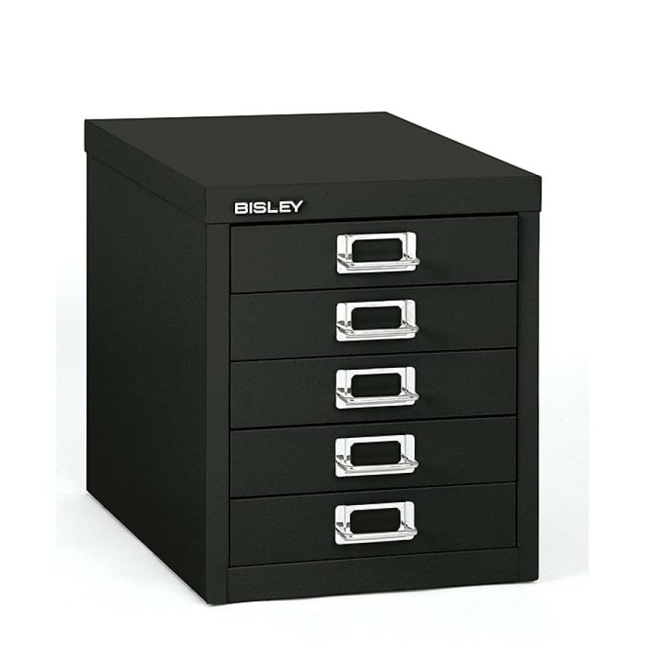 * Bisley 5-Drawer Steel Desktop Multidrawer Storage Cabinet, Black (Md5-Bk)