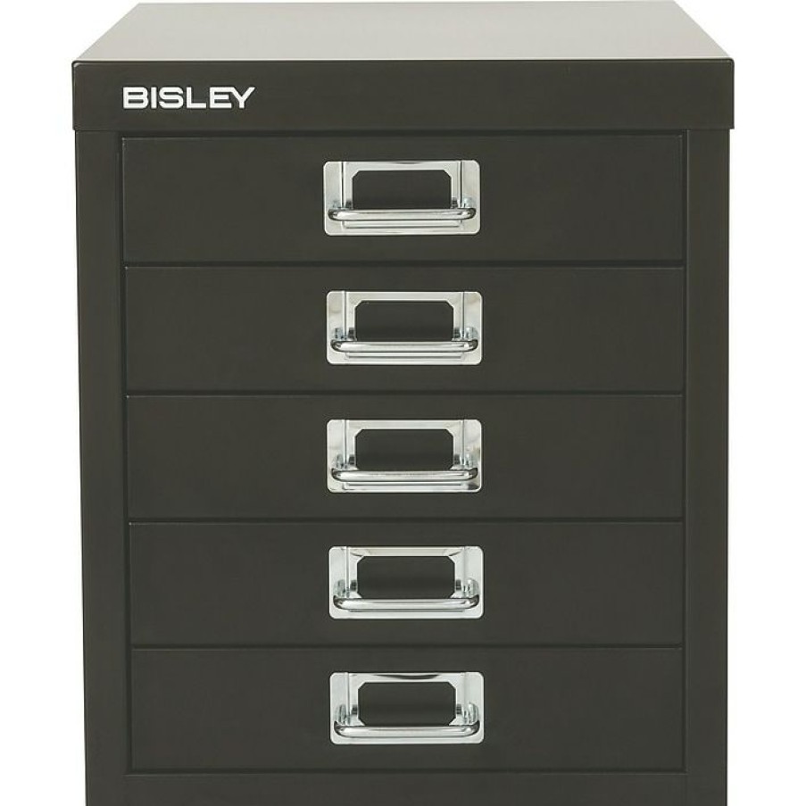 * Bisley 5-Drawer Steel Desktop Multidrawer Storage Cabinet, Black (Md5-Bk)