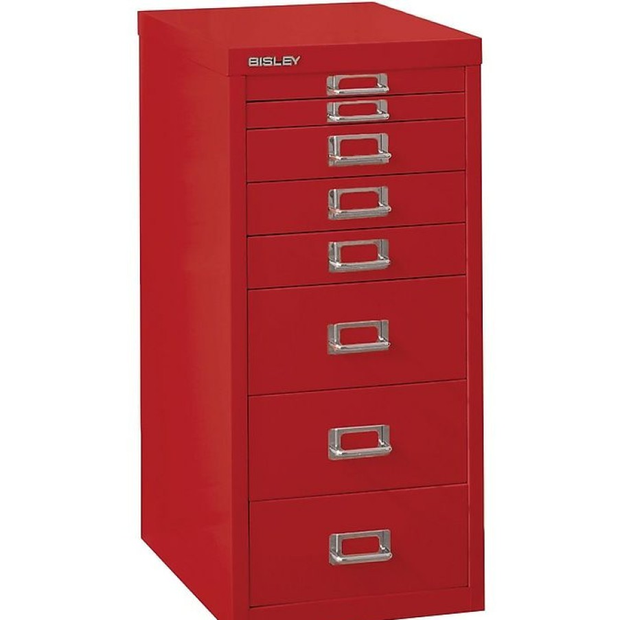 * Bindertek Bisley Eight Drawer Steel Multidrawer, Red, Letter/A4 (Md8-Rd)