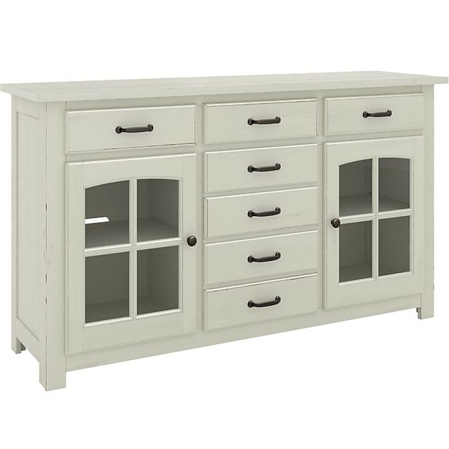 * Bush Furniture Leonis 3-Drawer Buffet Cabinet, Letter/Legal, Lakewood White, 62 (Lnt162Lwsu)