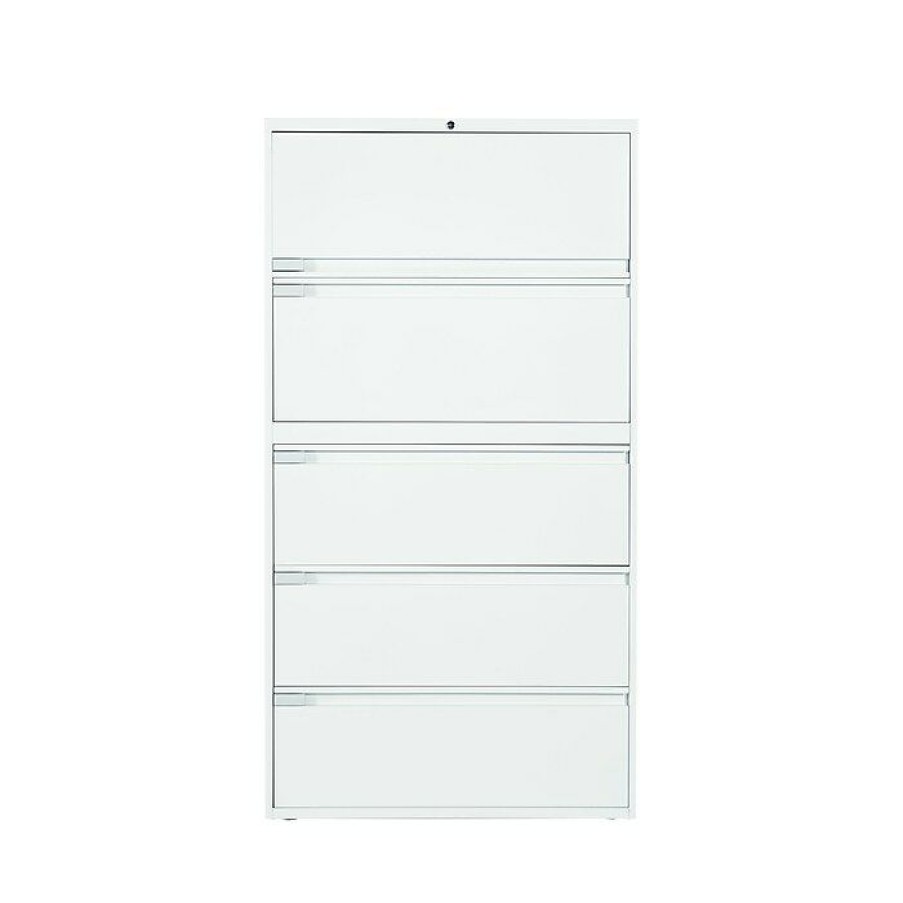 * Global 9300 Plus Series 5-Drawer Lateral File Cabinet, Locking, Letter/Legal, Designer White, 36 (Td9336P5F1Hdwt)