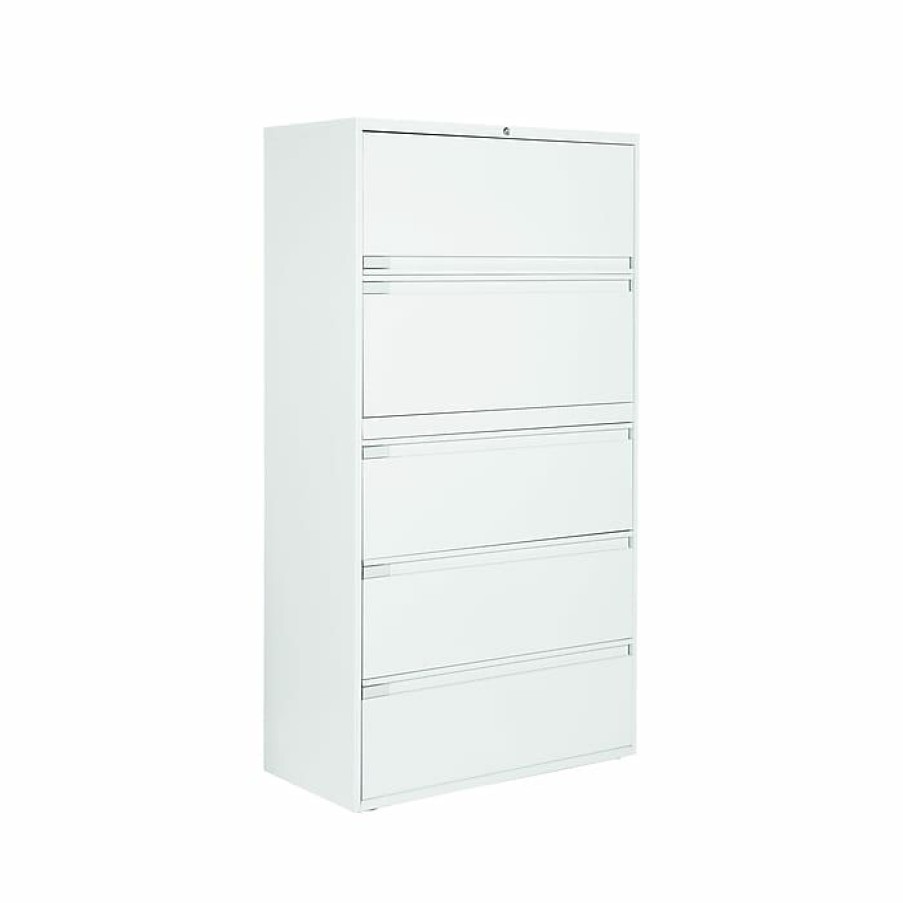 * Global 9300 Plus Series 5-Drawer Lateral File Cabinet, Locking, Letter/Legal, Designer White, 36 (Td9336P5F1Hdwt)