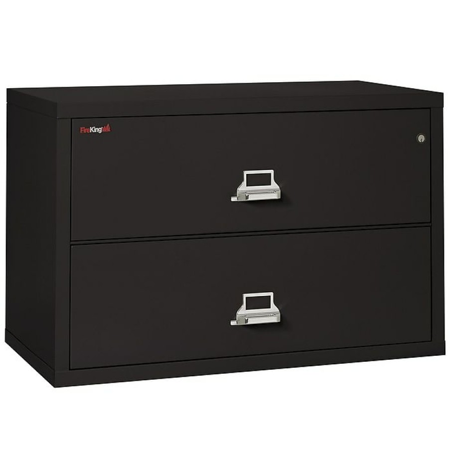 * Fireking Classic 2-Drawer Lateral File Cabinet, Fire Resistant, Black, Letter/Legal, 44.5 W (2-4422-Cbl)