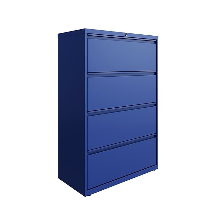 * Hirsh Hl10000 Series 4-Drawer Lateral File Cabinet, Locking, Letter/Legal, Classic Blue, 36 (24257)