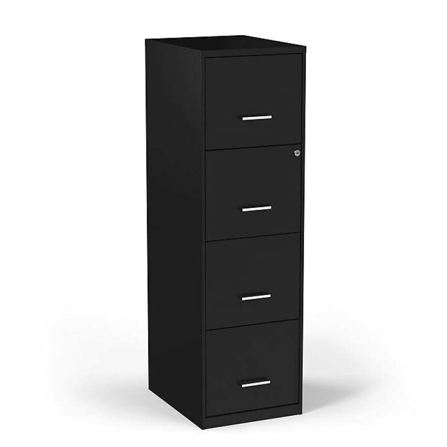 * Staples 4-Drawer Light Duty Vertical File Cabinet, Locking, Letter, Black, 18 D (52152)