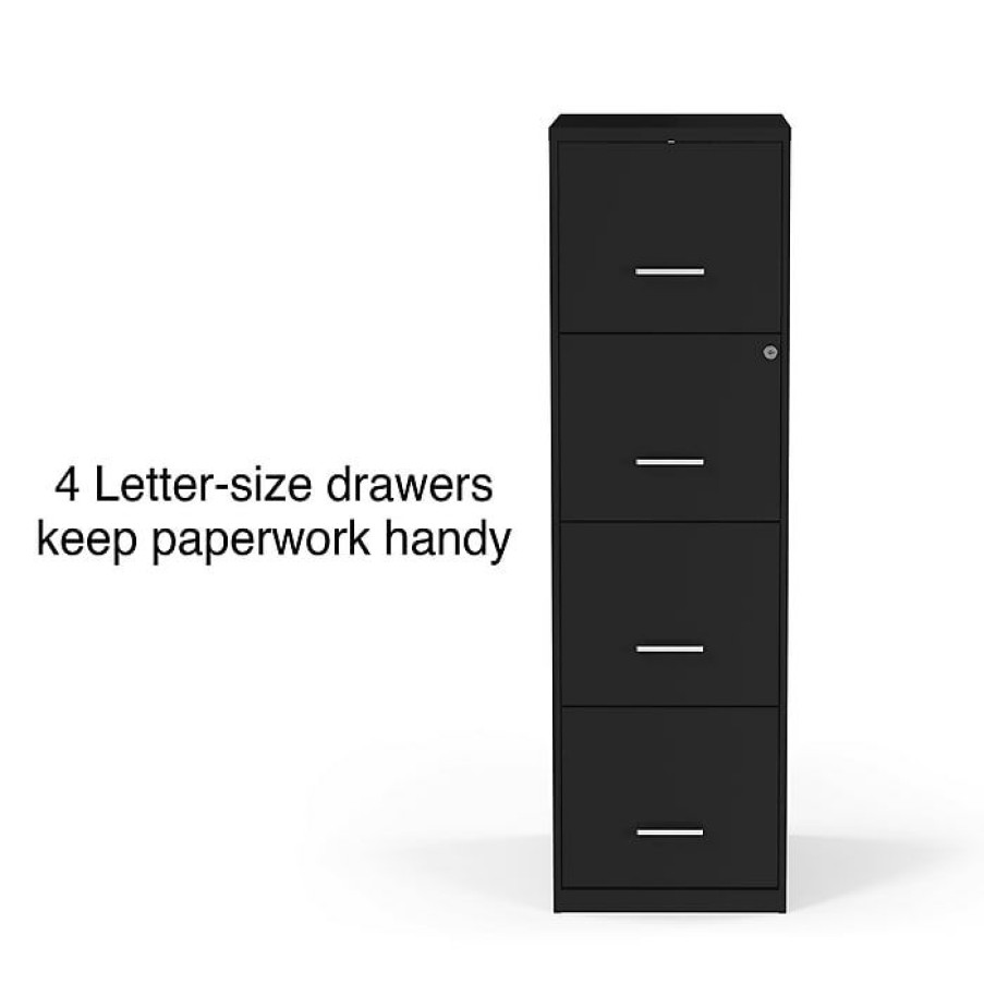 * Staples 4-Drawer Light Duty Vertical File Cabinet, Locking, Letter, Black, 18 D (52152)