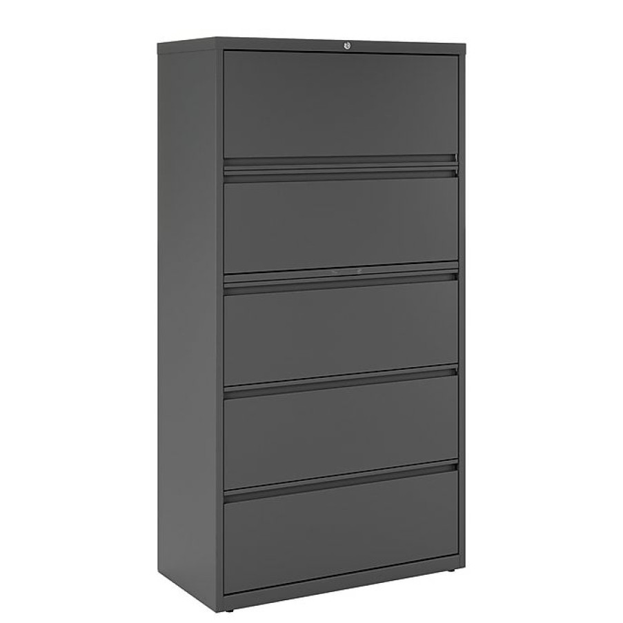 * Staples 5-Drawer Lateral File Cabinet, Locking, Letter/Legal, Charcoal, 36 W (26827D)