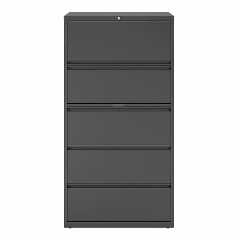 * Staples 5-Drawer Lateral File Cabinet, Locking, Letter/Legal, Charcoal, 36 W (26827D)