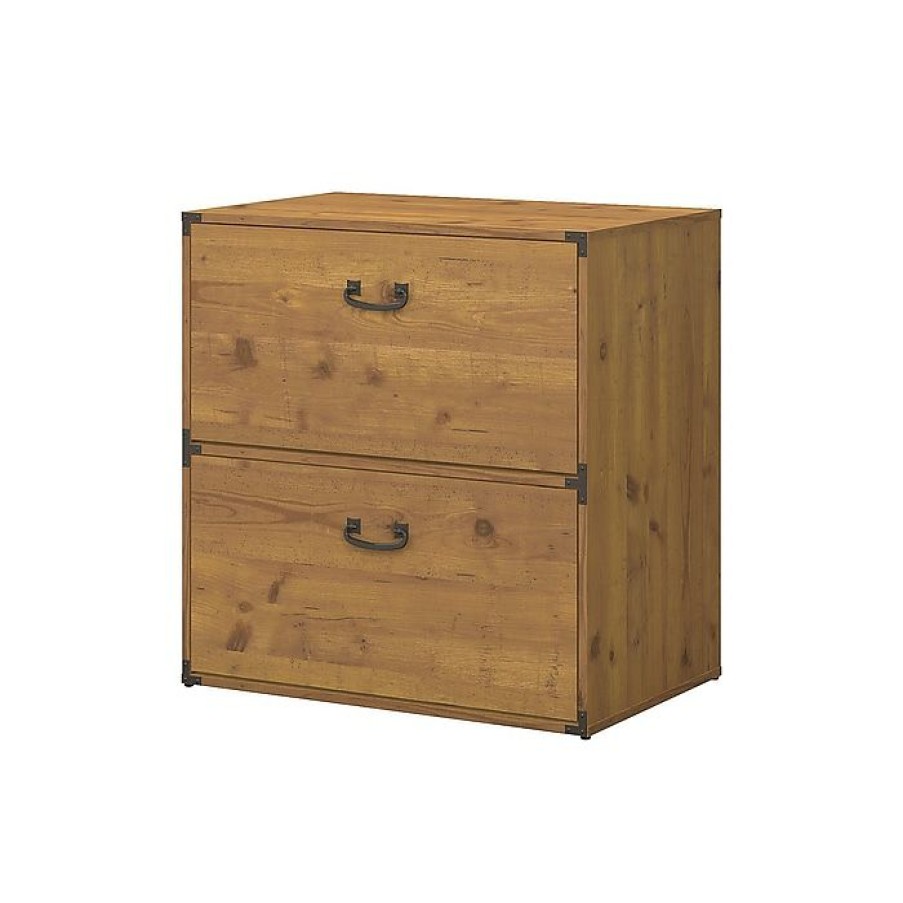 * Kathy Ireland Home By Bush Furniture Ironworks Lateral File Cabinet, Vintage Golden Pine (Ki50104-03)