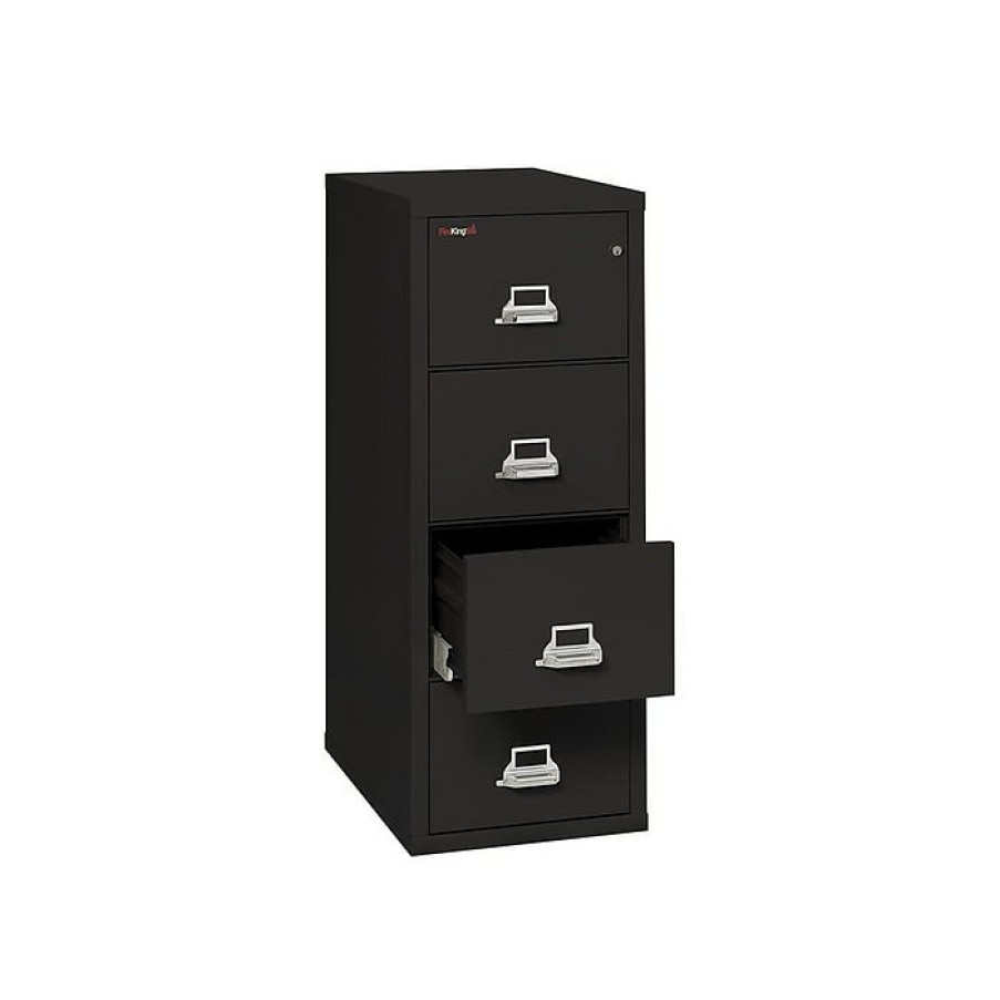 * Fireking Classic 4-Drawer Vertical File Cabinet, Fire Resistant, Letter, Black, 31.56 D (4-1831-Cbl)