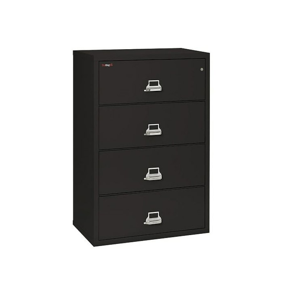 * Fireking Classic 4-Drawer Lateral File Cabinet, Fire Resistant, Letter/Legal, Black, 37.5 W (4-3822-Cbl)