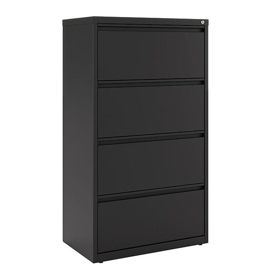 * Staples 30 Wide Lateral File Cabinet, 4-Drawer, Assembled, Black, Letter/Legal (20070D)